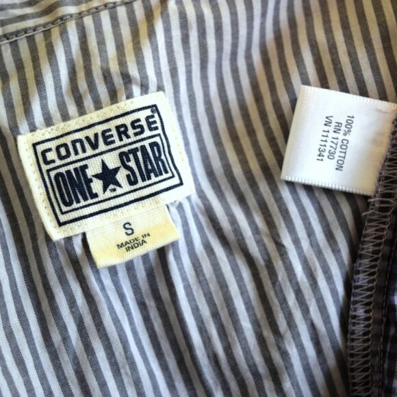 "Coverse One Star" Blouse, Border Print Pleated Cotton, Sz. Small - Picture 5 of 5